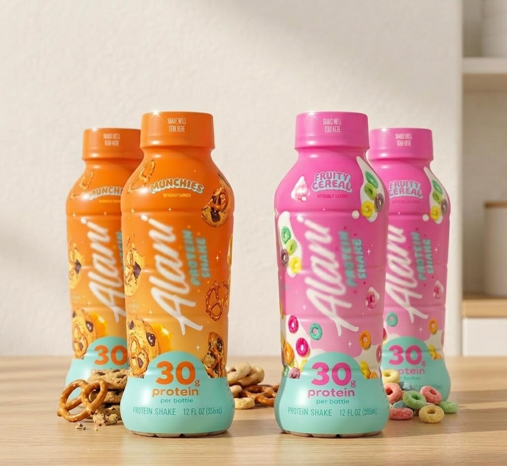 NEW Alani High Protein Shake Fruity Cereal & Munchies Variety Pack - Ready to Drink, Gluten Free,160 Calories, 30g Protein,12 Fl Oz (4pack)
