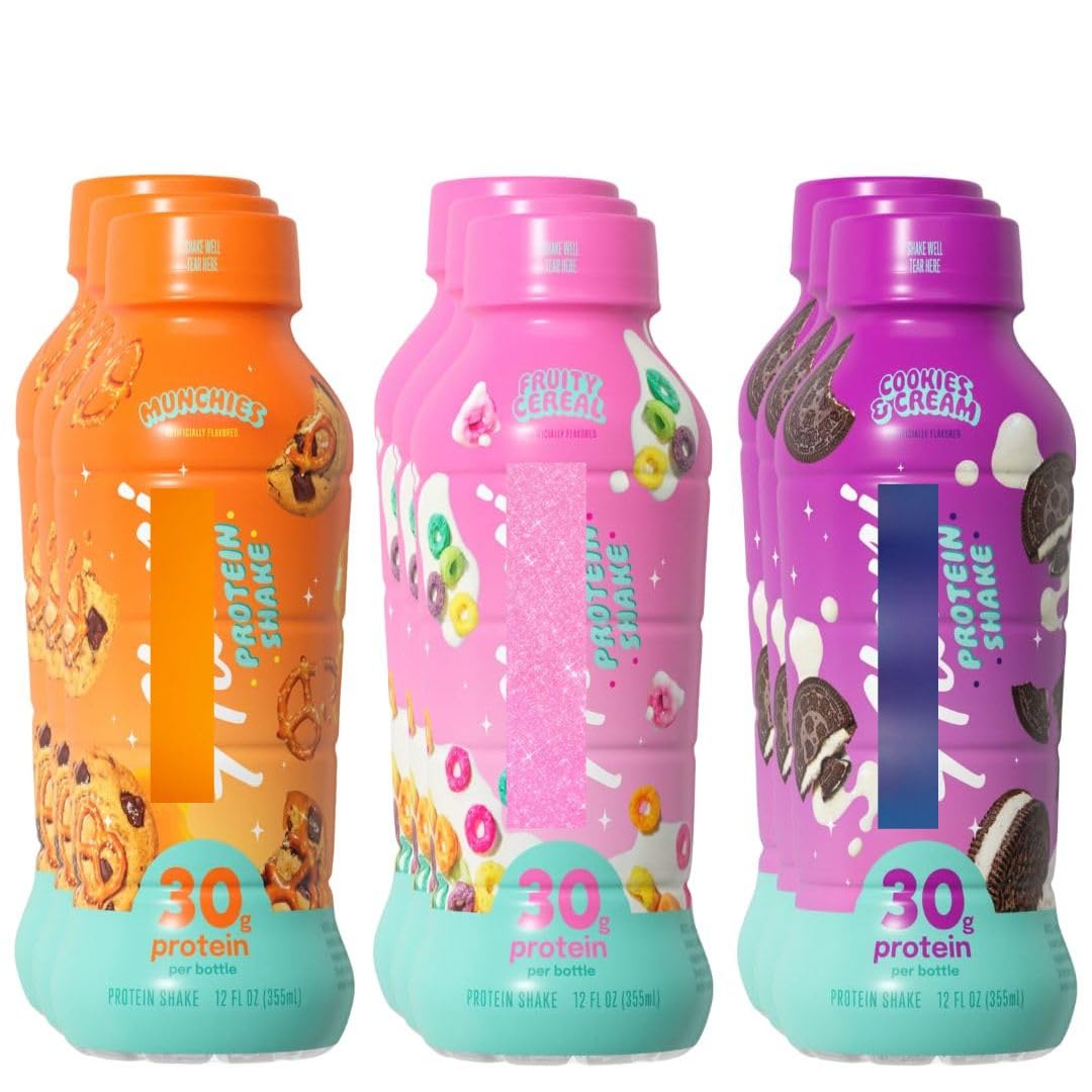 Protein Shake – 3 Flavor Variety – 12 fl oz Bottles – 9-Pack – Ready-to-Drink High Protein Beverage