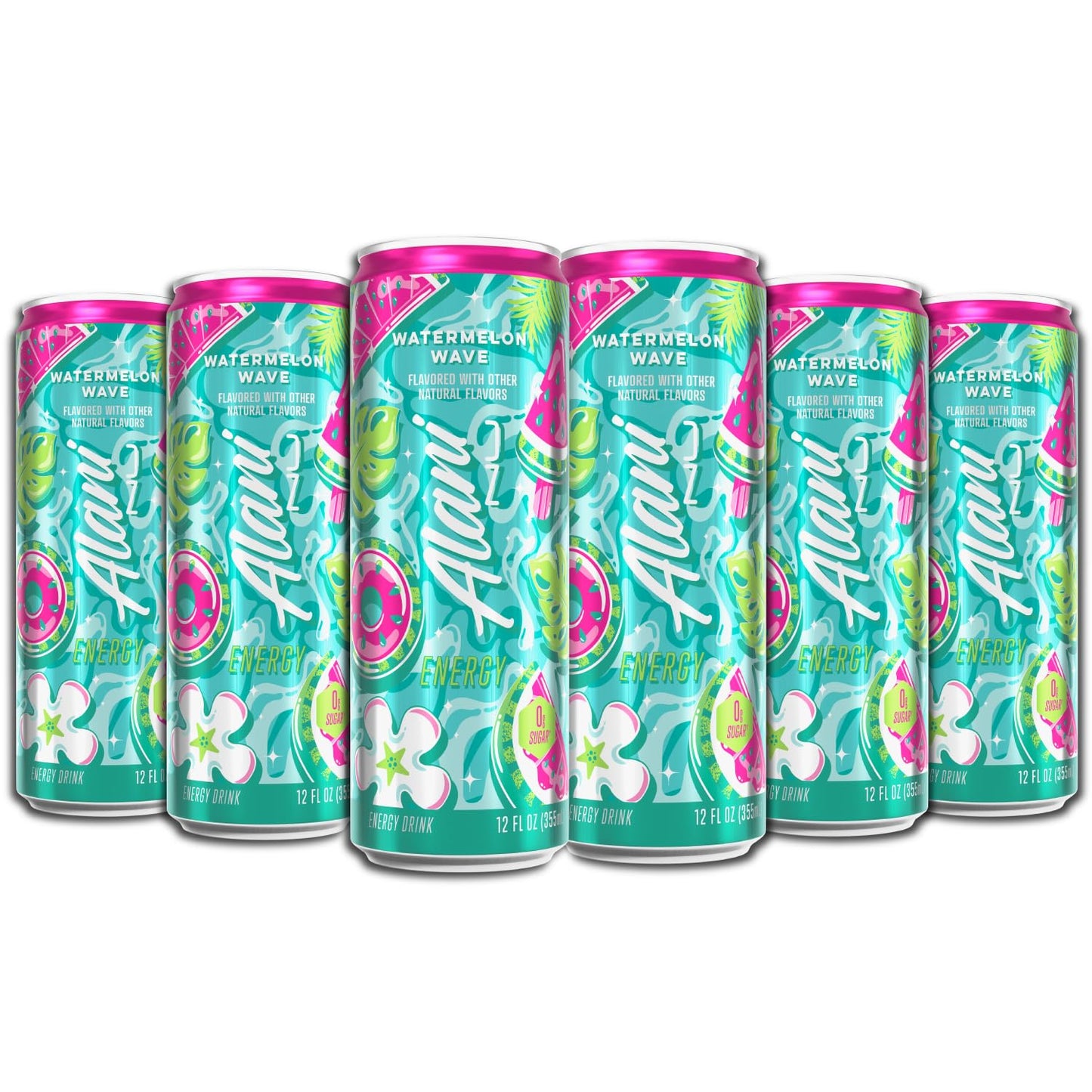 Alani Energy Drinks Watermelon Wave Sugar Free, Low Calorie,12 Fl Oz (6 pack)