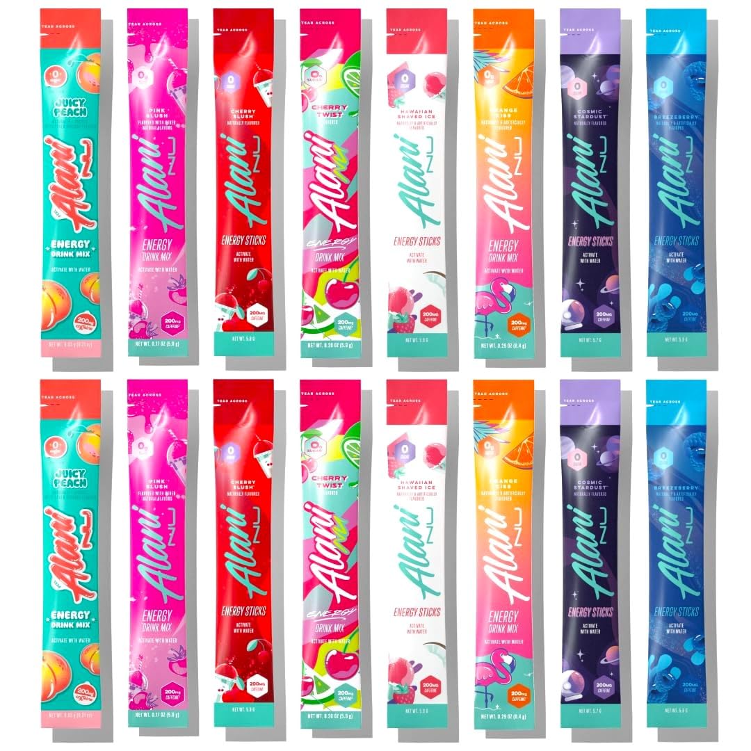 New Alani Energy Drink Powder Variety Pack – 16 Stick Sampler, ALL 8 Flavors with 200mg Caffeine Each | Preworkout Boost & Electrolytes Powder Packets REPACKAGED BY Trendy Stuff Online
