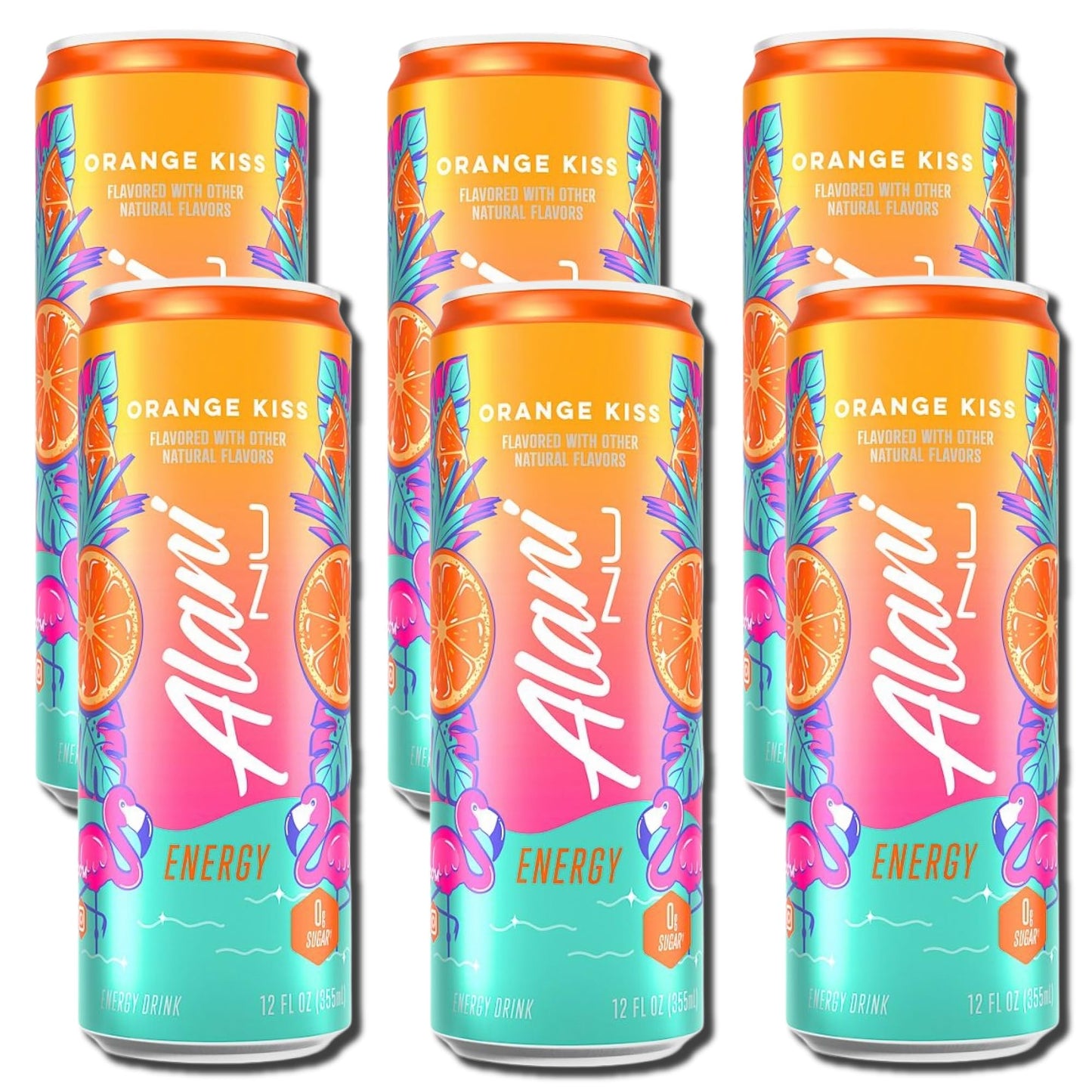 NEW Alani Energy Drink Orange Kiss Sugar Free, Low Calorie,12 Fl Oz (6 pack)
