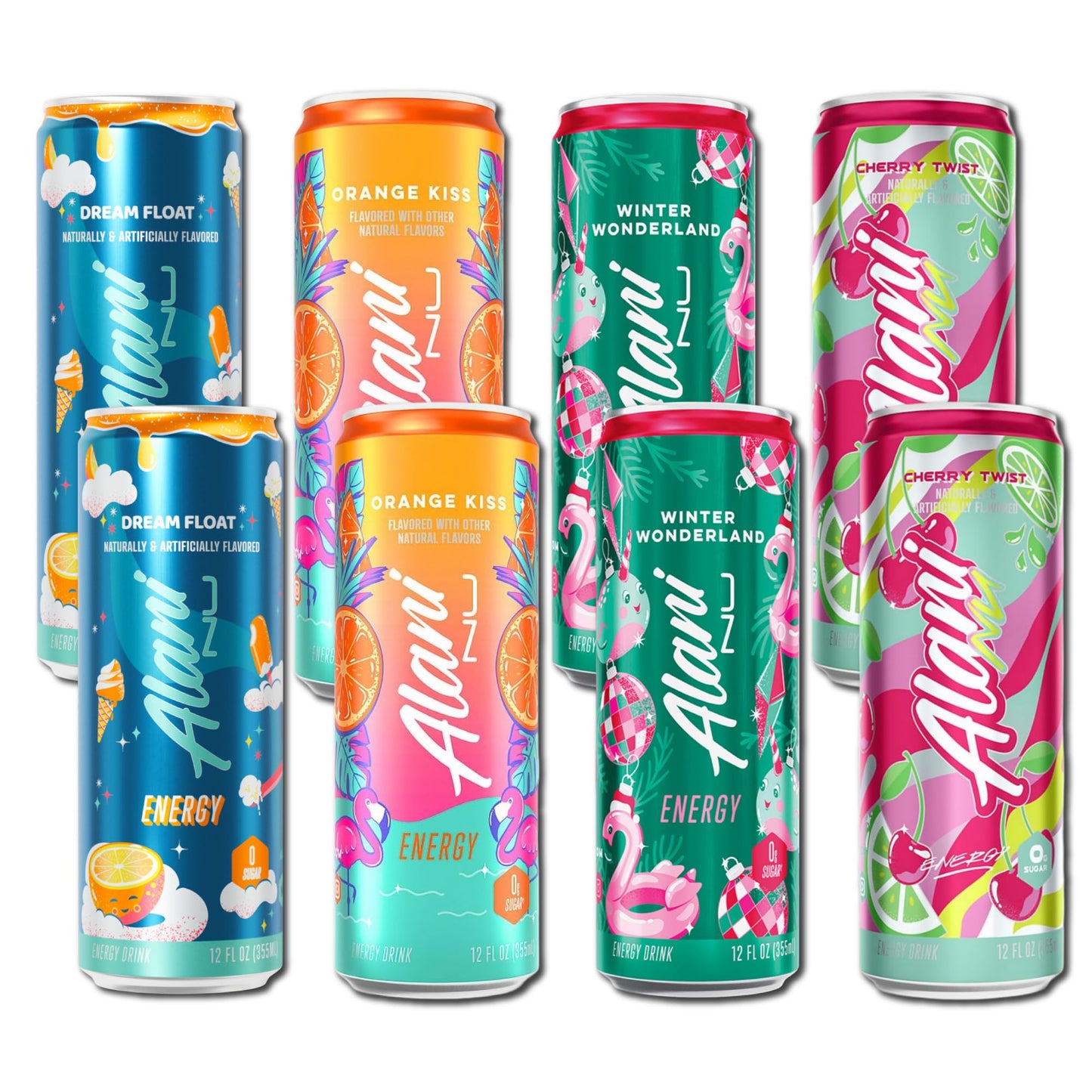 New Alani Sugar Free Energy Drinks Variety Pack, Low Calorie, 12 oz (8 Pack)