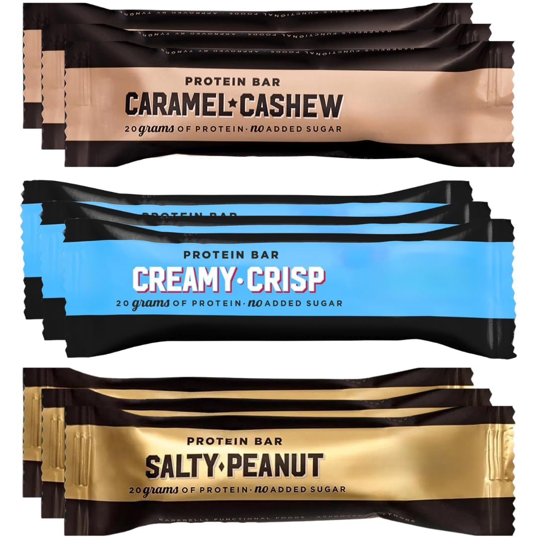 BarebeIs Protein Bars Assorted Variety Pack - 3 Flavor - Protein Snacks with 20g of Protein - 9 Count