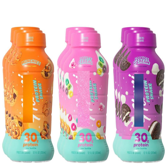 Protein Shake – 3 Flavor Variety – 12 fl oz Bottles – 9-Pack – Ready-to-Drink High Protein Beverage