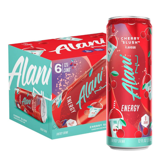 NEW Alani Energy Drinks CHERRY SLUSH Sugar Free, Low Calorie,12 Fl Oz, (6 pack)
