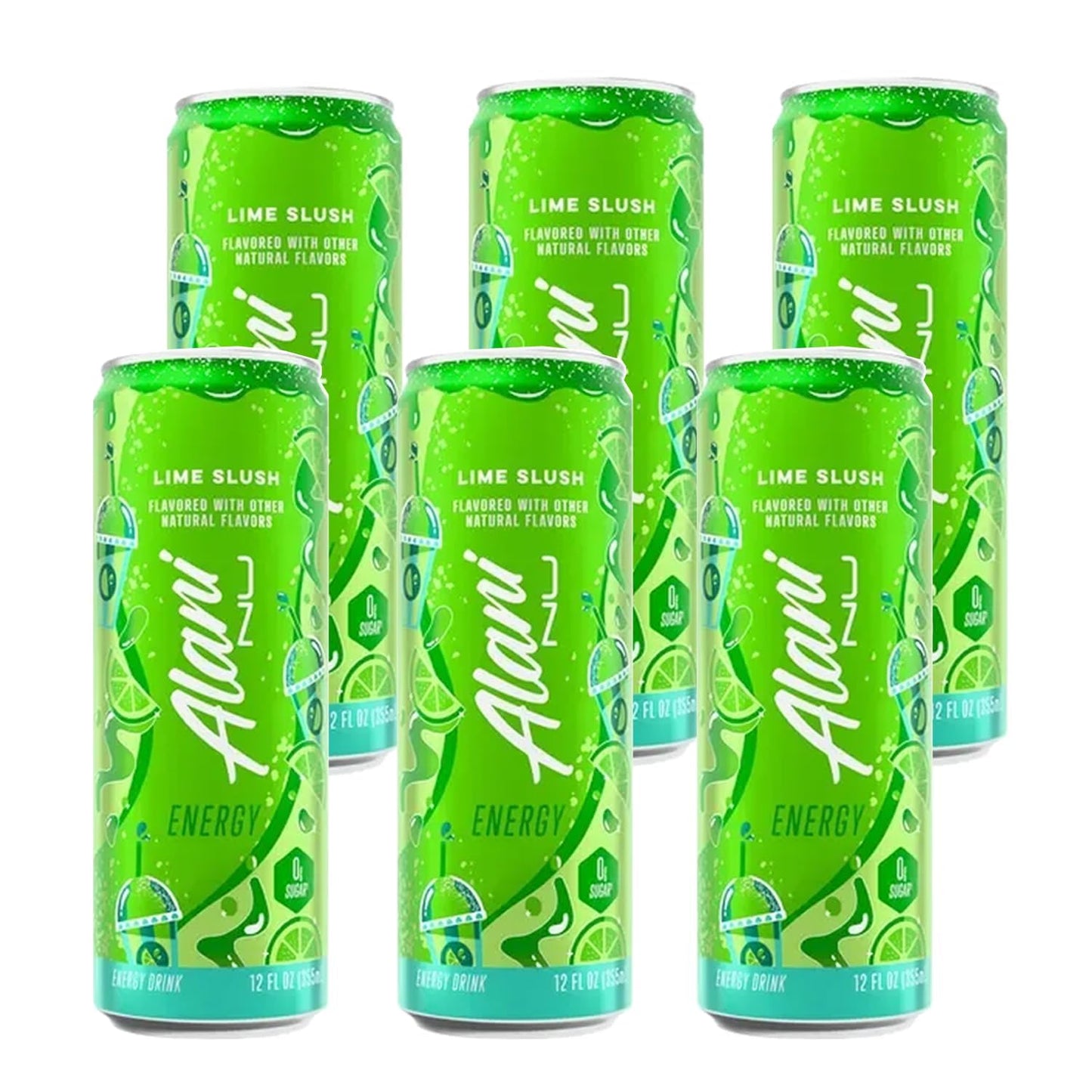 New Alani Lime Slush Special Edition Energy Drink, Sugar Free, Low Calorie Energy Drinks - 12 fl oz Cans (6 Pack)