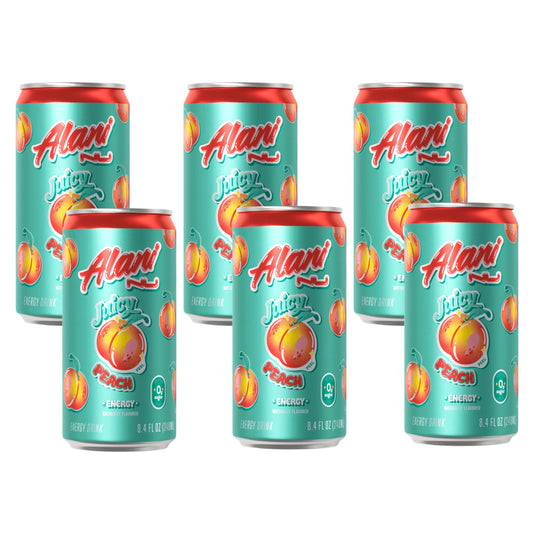 New Alani Sugar Free Energy Drink - Juicy Peach, Mini Cans 8.4 fl oz, (6 Pack)
