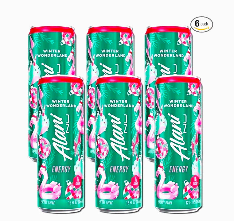New Alani Winter Wonderland Sugar Free, Low Calorie Energy Drinks, 12 Fl Oz Cans, 6 Pack